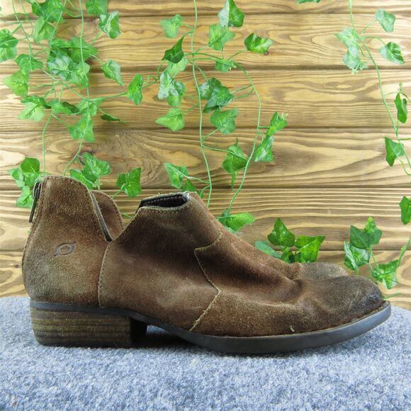 Born Distressed Women Ankle Boots Brown Suede Zip Size 7 Medium - Picture 4 of 10
